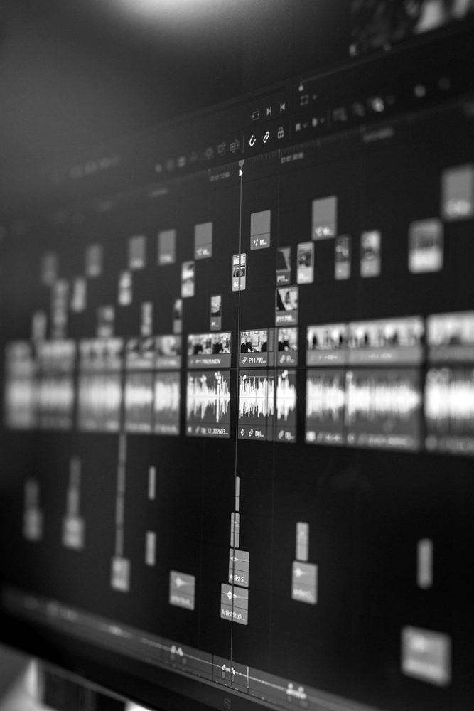 Video editing timeline on a screen